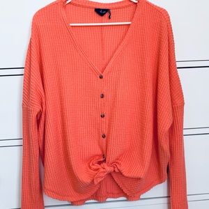 UO Out From Under Jojo Thermal Button-Front Top